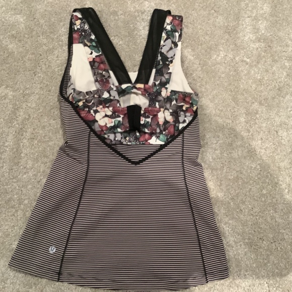 Lululemon Super Sport Tank Mini Pop Stripe So Fly Butterfly Size 6 - Picture 9 of 12